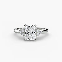 BW James Jewelers setting 9K White Gold / Radiant Solitaire with Cluster Shoulders 2