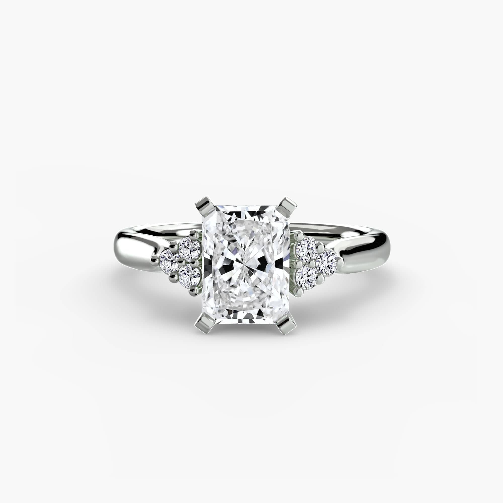 BW James Jewelers setting 9K White Gold / Radiant Solitaire with Cluster Shoulders 2