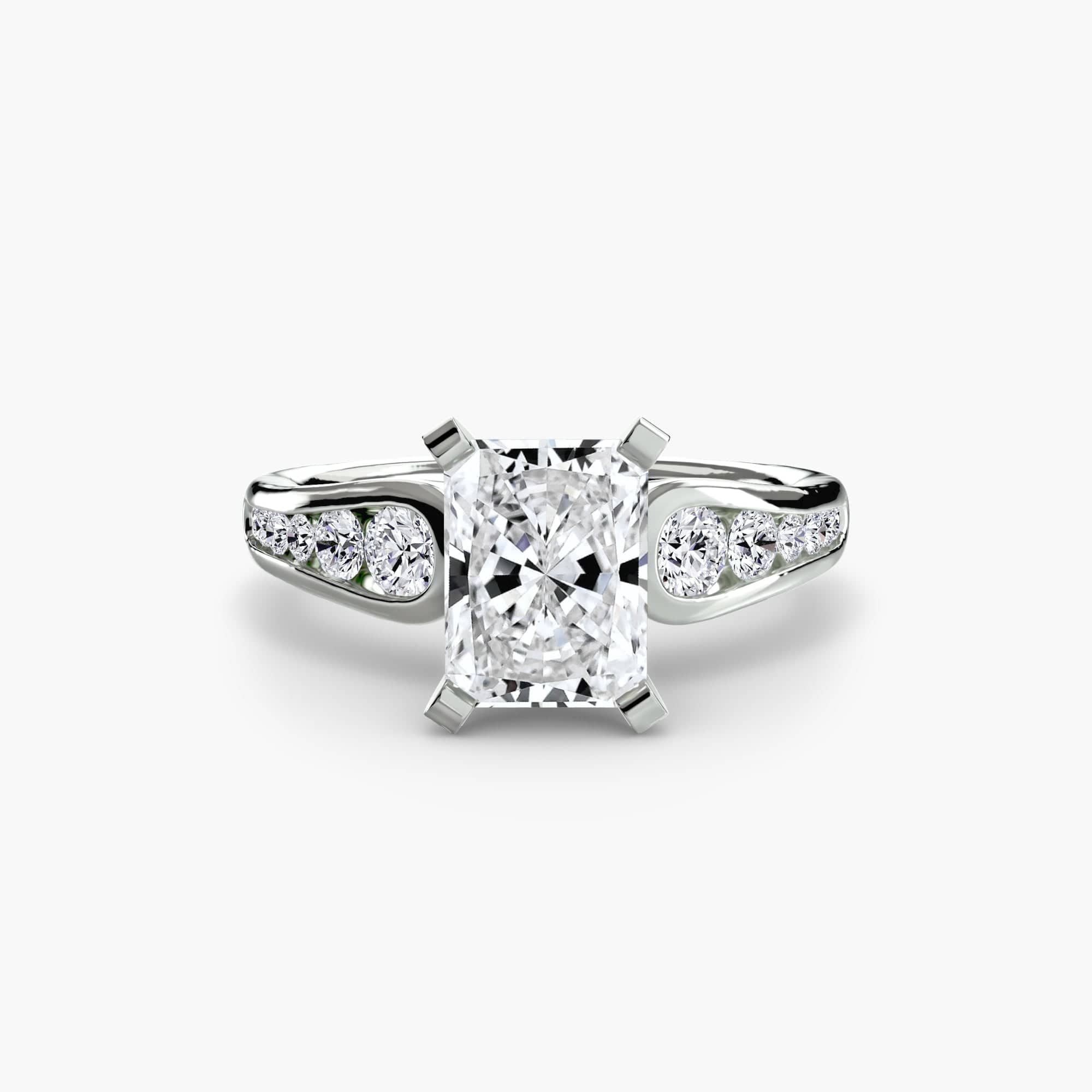 BW James Jewelers setting 9K White Gold / Radiant Solitaire with Pavé 2
