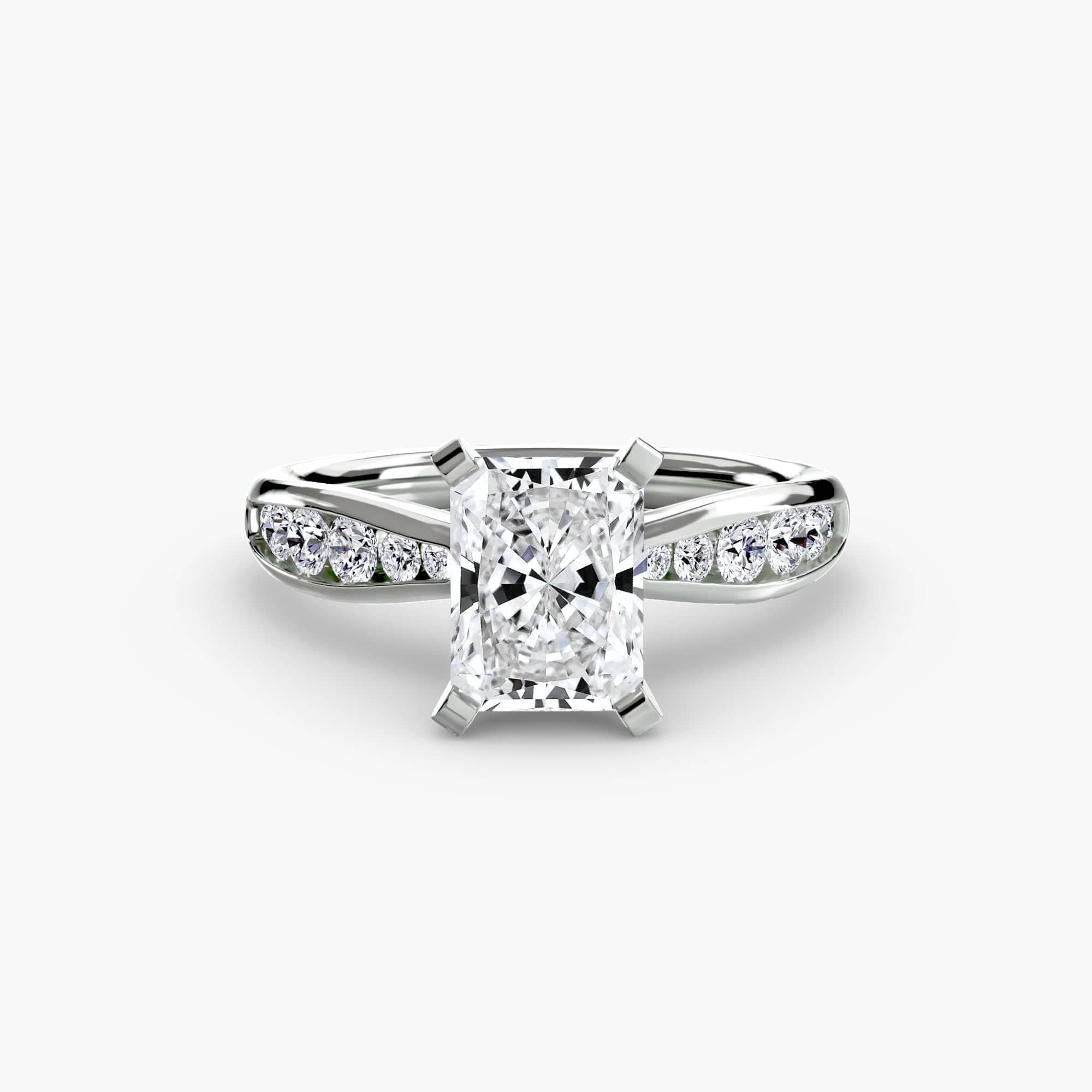 BW James Jewelers setting 9K White Gold / Radiant Solitaire with Pavé 3