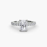 BW James Jewelers setting 9K White Gold / Radiant Solitaire with Pavé 6