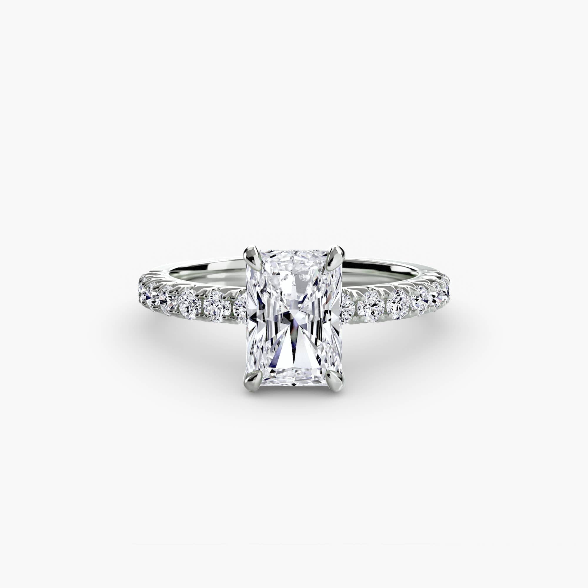 BW James Jewelers setting 9K White Gold / Radiant Solitaire with Pavé 6