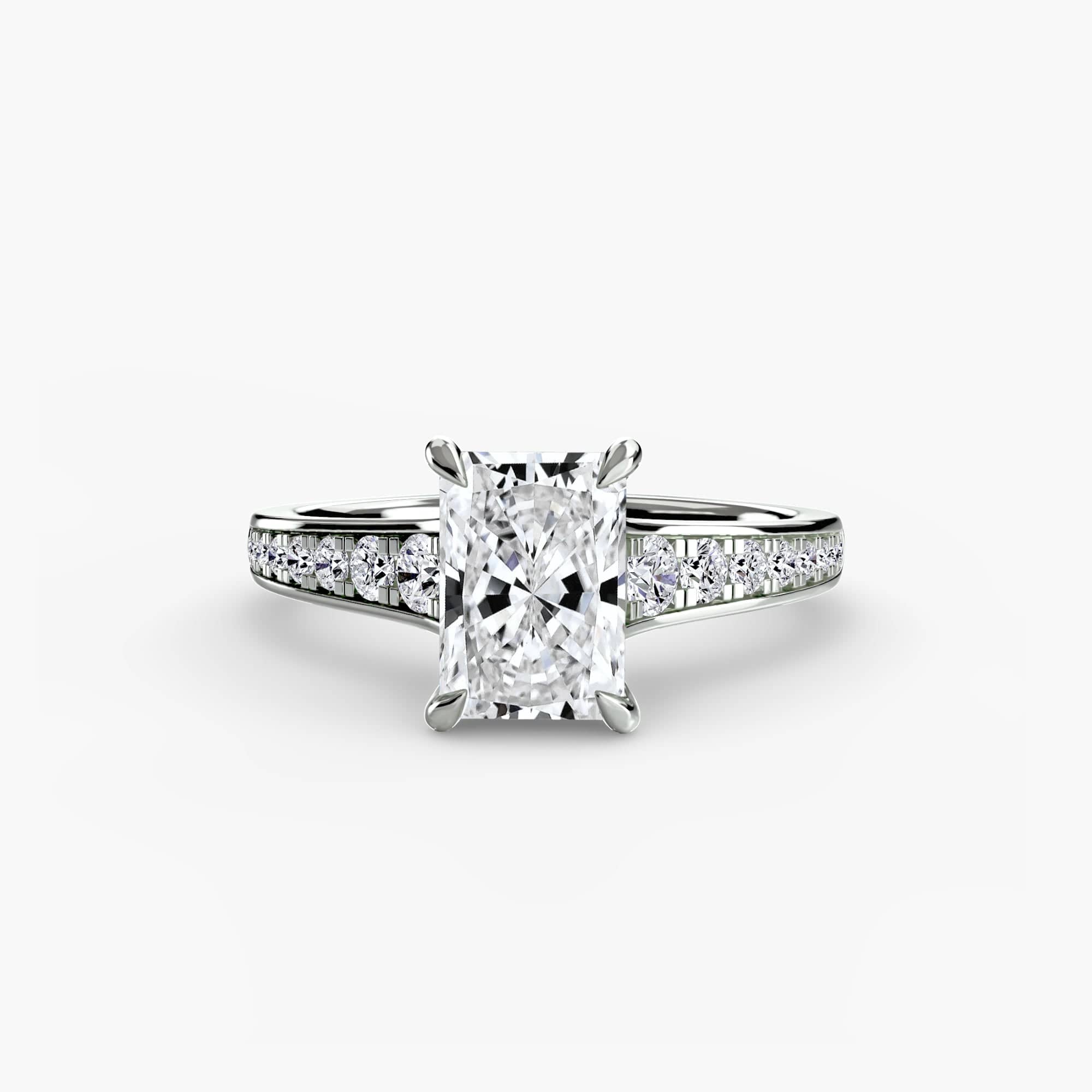 BW James Jewelers setting 9K White Gold / Radiant Solitaire with Pavé 7
