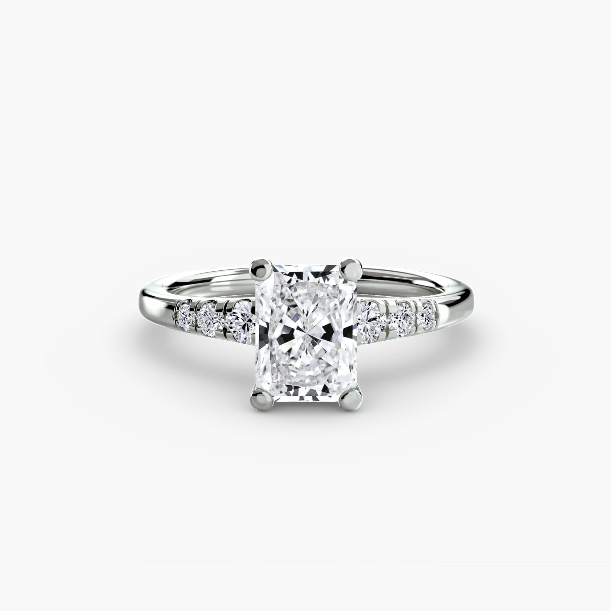 BW James Jewelers setting 9K White Gold / Radiant Solitaire with Shoulder Accents
