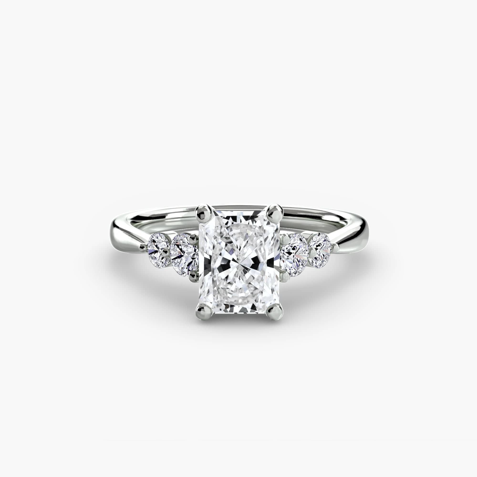 BW James Jewelers setting 9K White Gold / Radiant Solitaire with Shoulder Accents 2