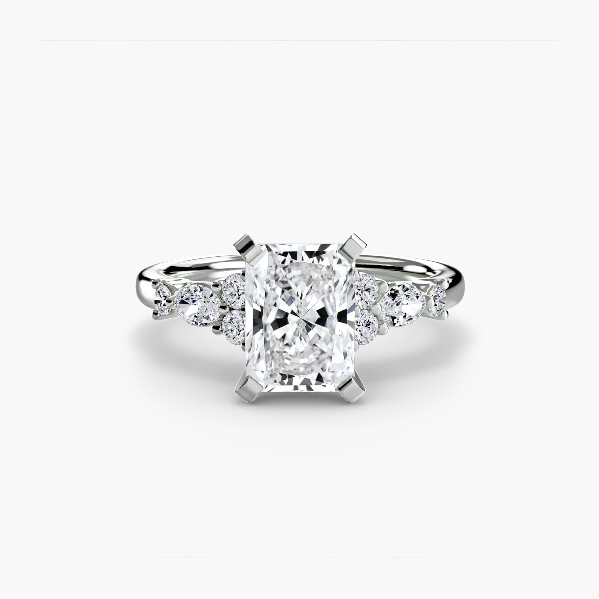 BW James Jewelers setting 9K White Gold / Radiant The Floral Accent Solitaire