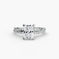 BW James Jewelers setting 9K White Gold / Radiant The Twisted Pavé Solitaire