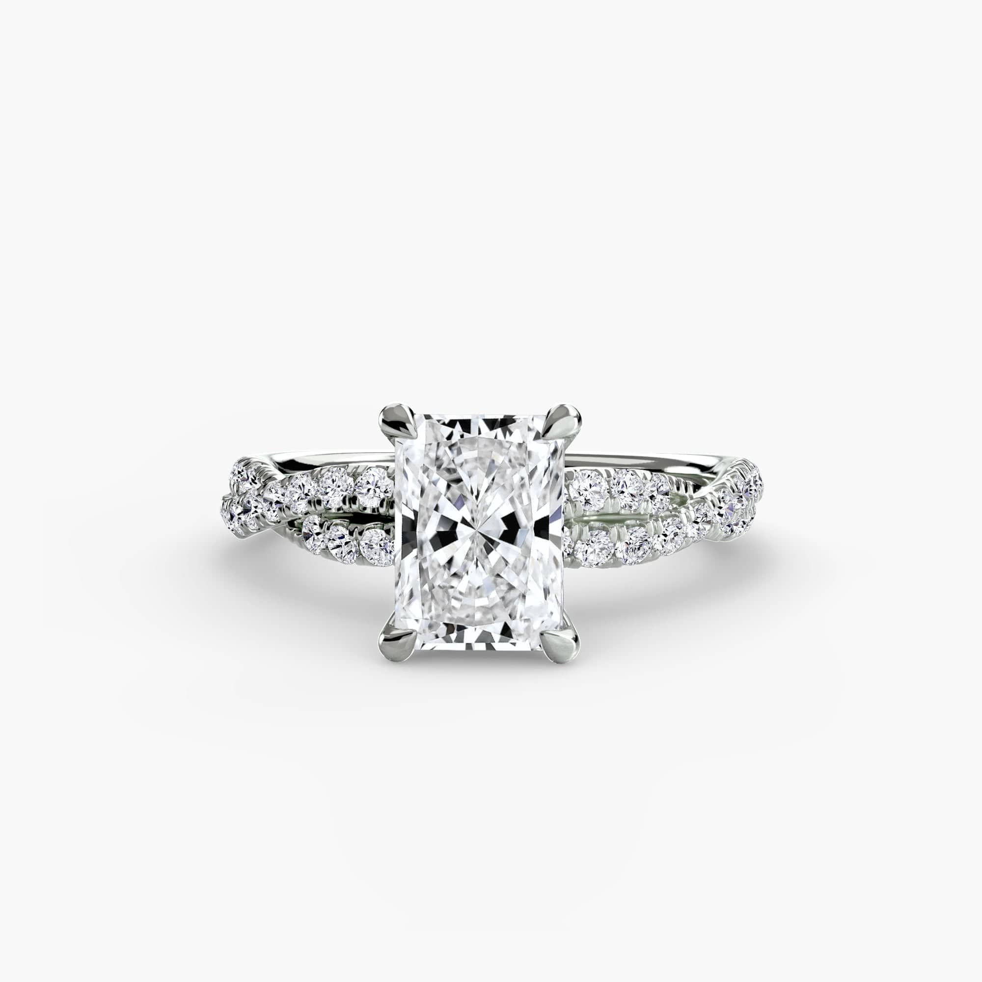 BW James Jewelers setting 9K White Gold / Radiant The Twisted Pavé Solitaire