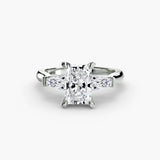 BW James Jewelers setting 9K White Gold / Radiant Three-Stone Ring (Baguette Side Stones) 2