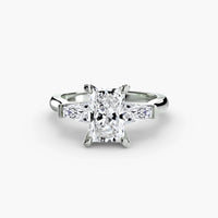 BW James Jewelers setting 9K White Gold / Radiant Three-Stone Ring (Baguette Side Stones) 2