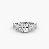 BW James Jewelers setting 9K White Gold / Radiant Three-Stone with Pavé Band 2