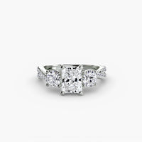 BW James Jewelers setting 9K White Gold / Radiant Three-Stone with Pavé Band 2