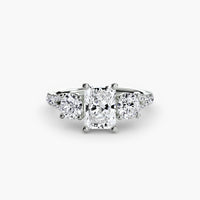 BW James Jewelers setting 9K White Gold / Radiant Three-Stone with Pavé Band 3