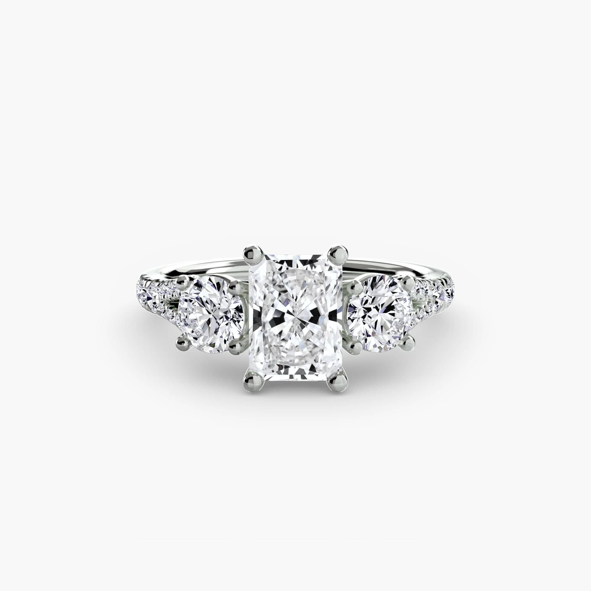 BW James Jewelers setting 9K White Gold / Radiant Three-Stone with Pavé Band 3