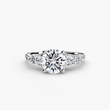 BW James Jewelers setting 9K White Gold / Round Five Stone Ring with Pavé Band