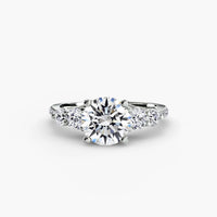 BW James Jewelers setting 9K White Gold / Round Five Stone Ring with Pavé Band