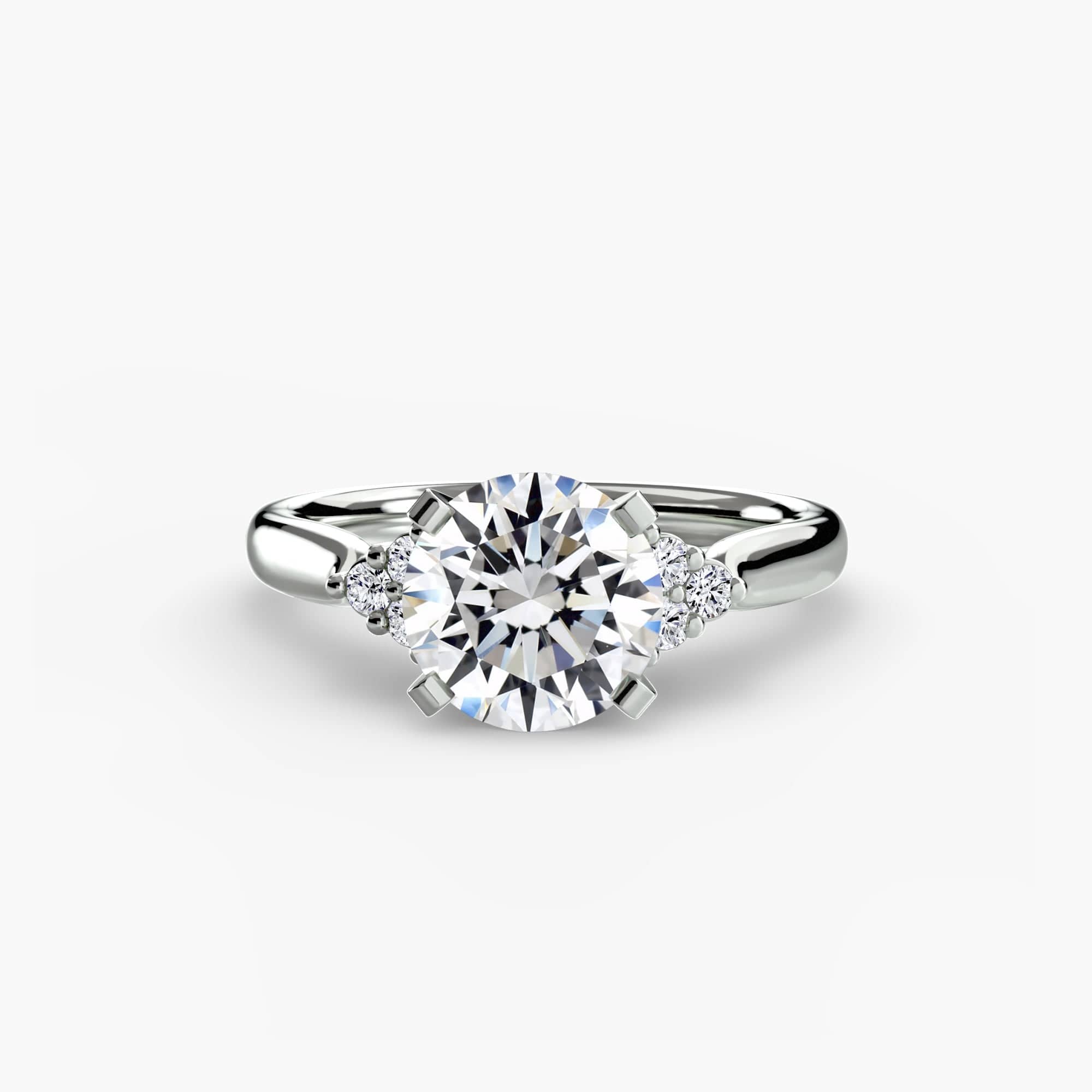 BW James Jewelers setting 9K White Gold / Round Solitaire with Cluster Shoulders 2