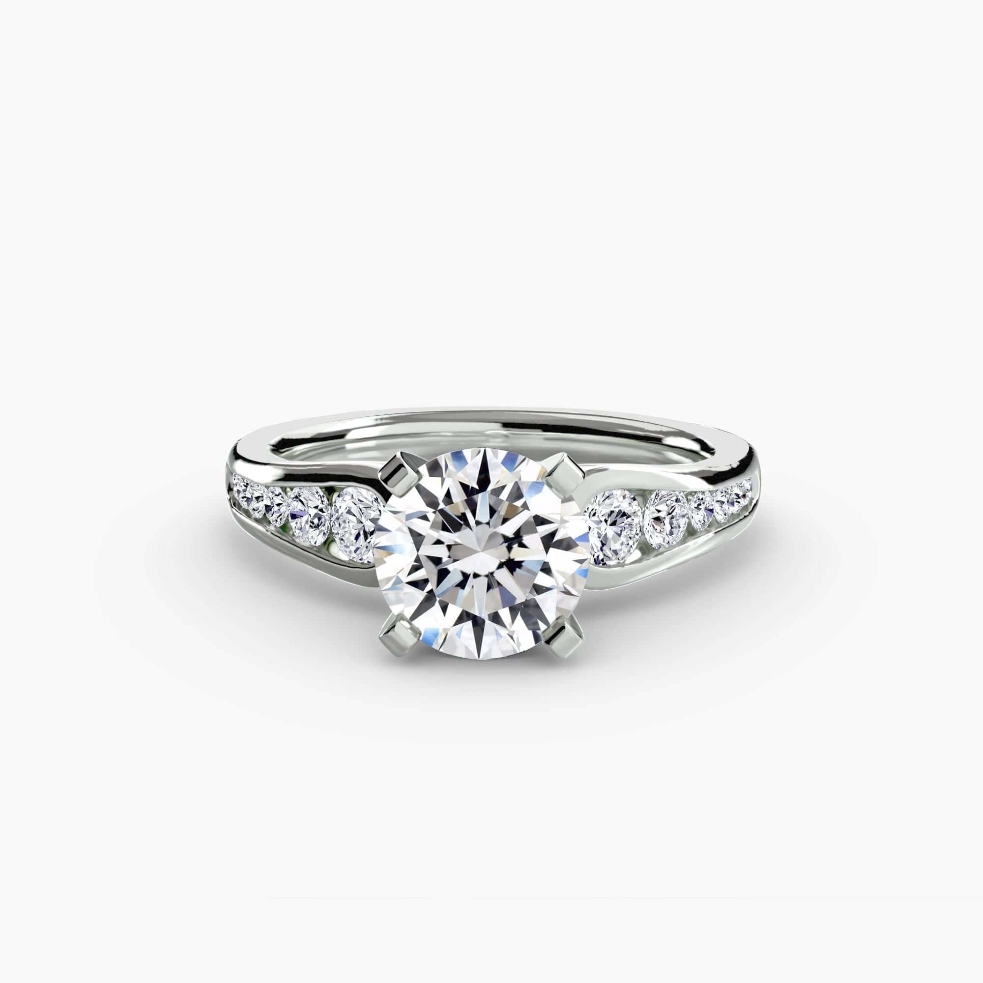 BW James Jewelers setting 9K White Gold / Round Solitaire with Pavé 2