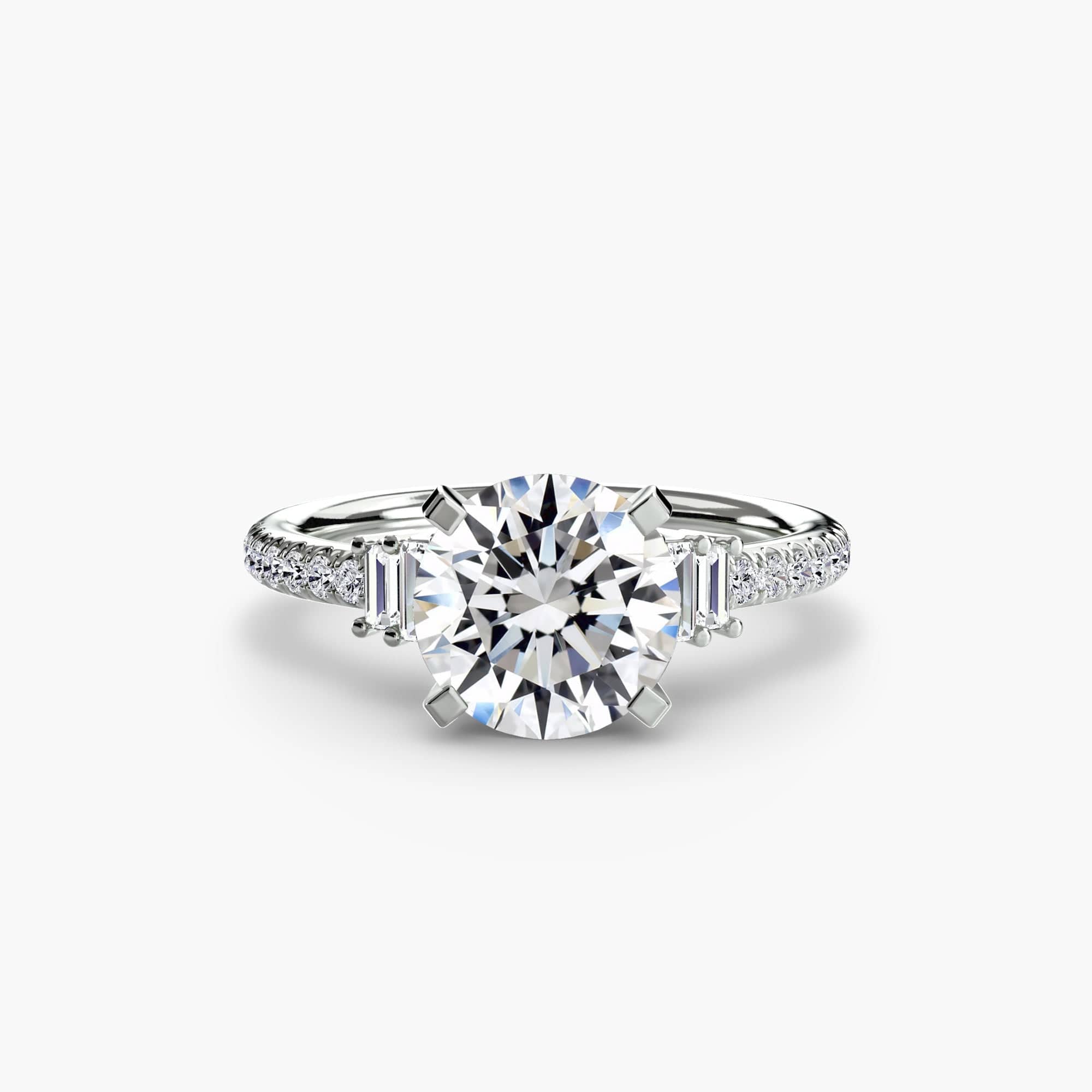 BW James Jewelers setting 9K White Gold / Round Solitaire with Pavé 4