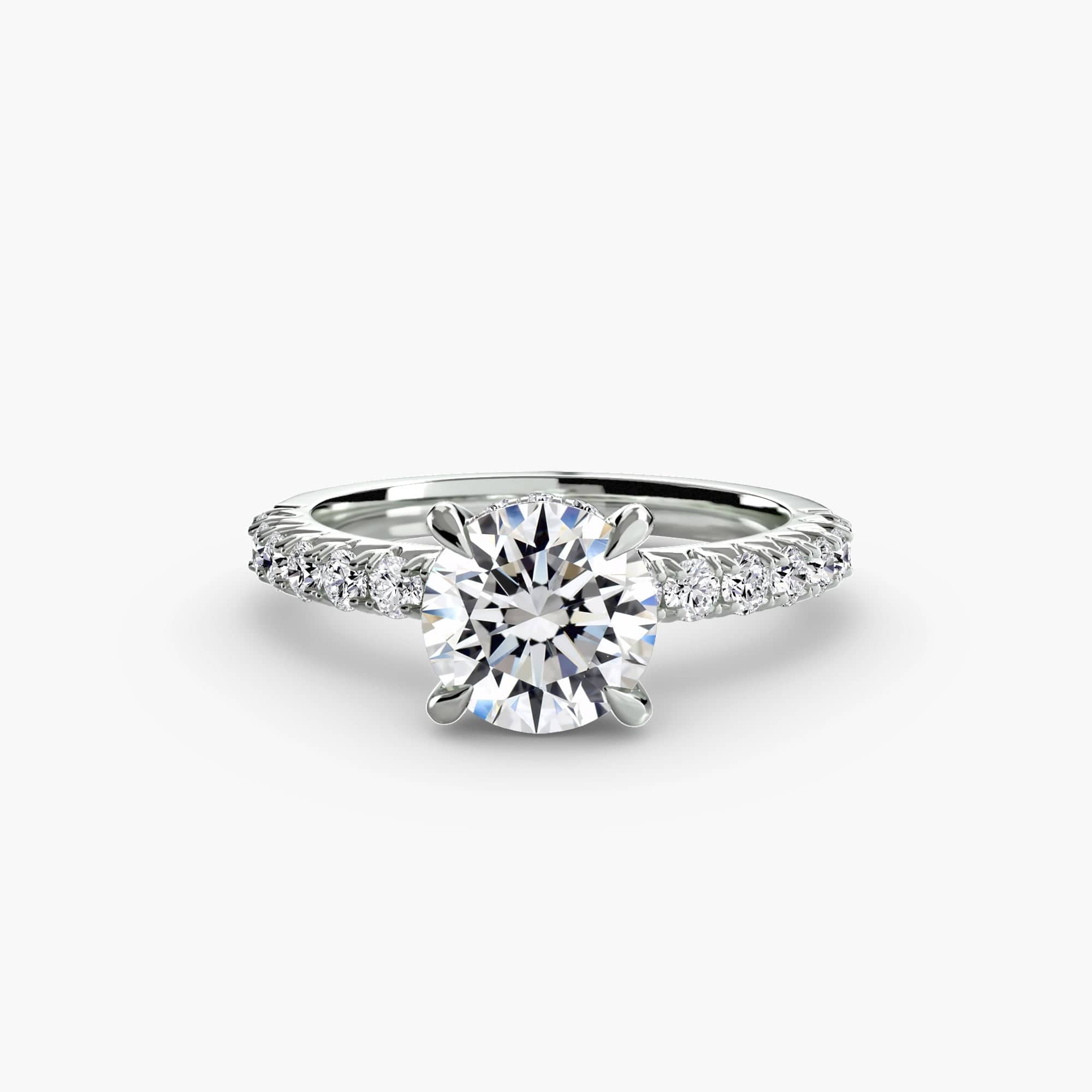 BW James Jewelers setting 9K White Gold / Round Solitaire with Pavé 6