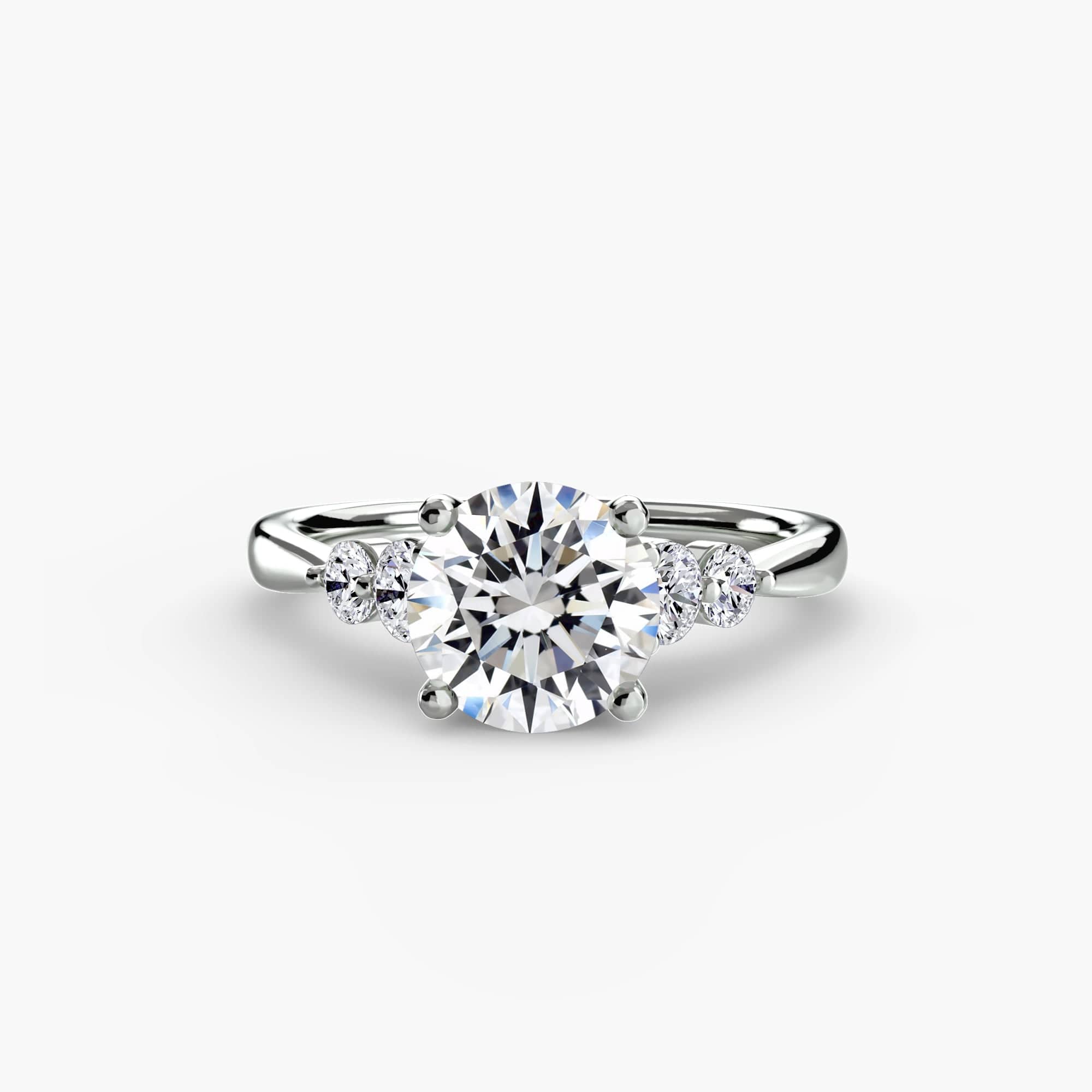 BW James Jewelers setting 9K White Gold / Round Solitaire with Shoulder Accents 2