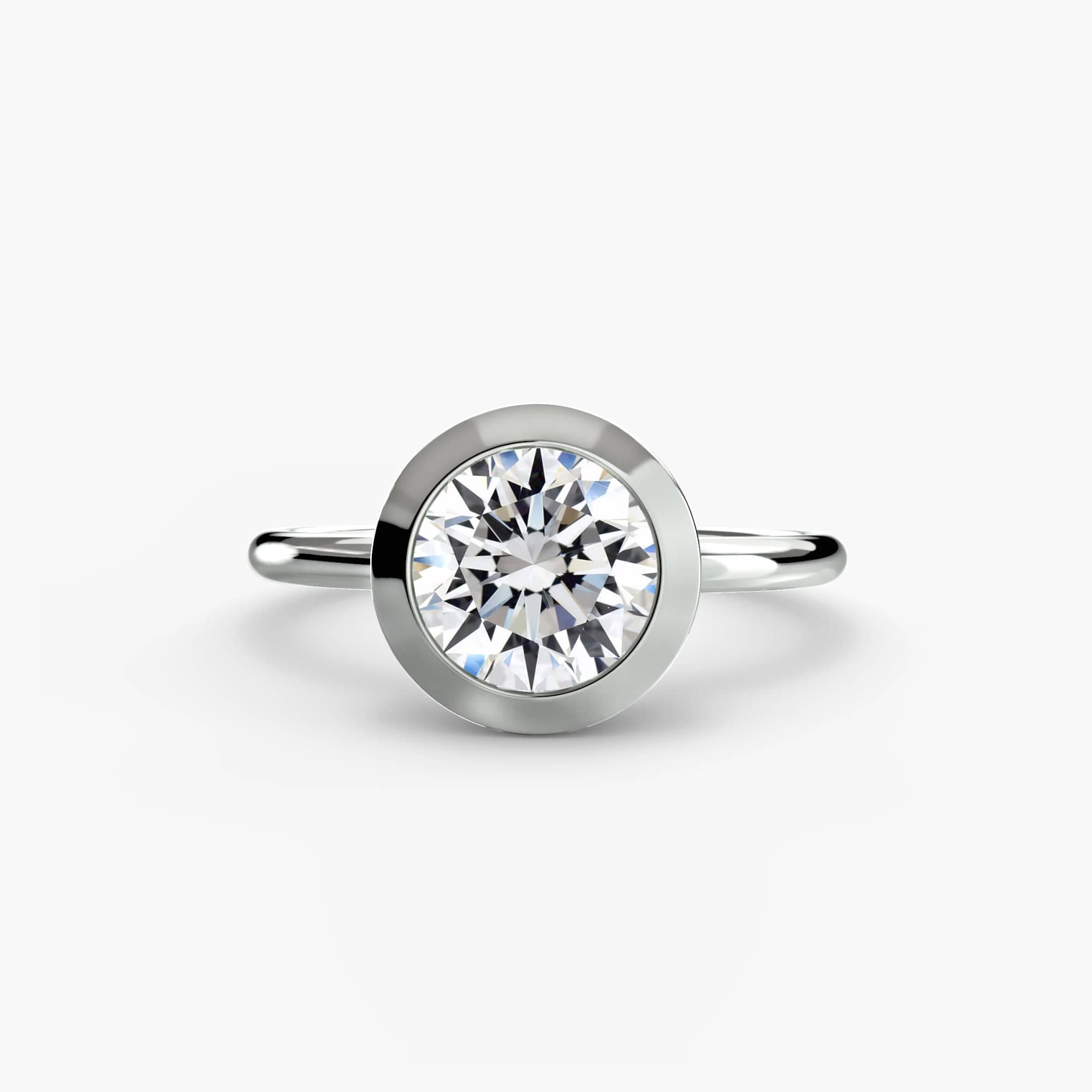 BW James Jewelers setting 9K White Gold / Round The Bezel Set Solitaire