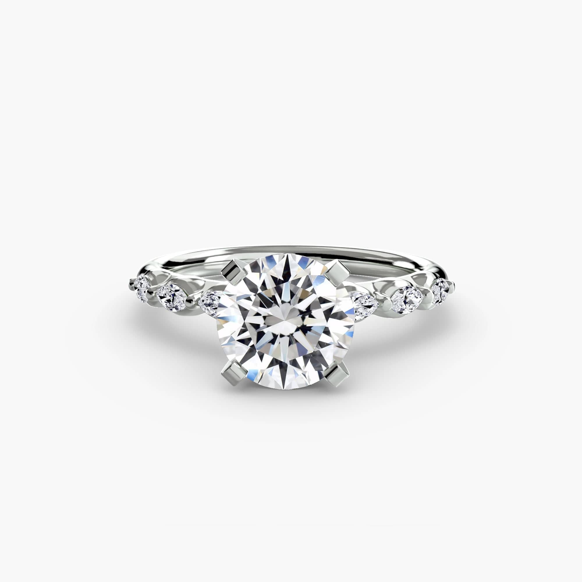 BW James Jewelers setting 9K White Gold / Round The Floral Accent Solitaire