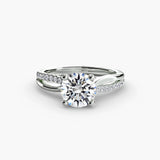 BW James Jewelers setting 9K White Gold / Round The Split Shank Pavé Solitaire