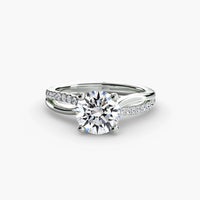 BW James Jewelers setting 9K White Gold / Round The Split Shank Pavé Solitaire