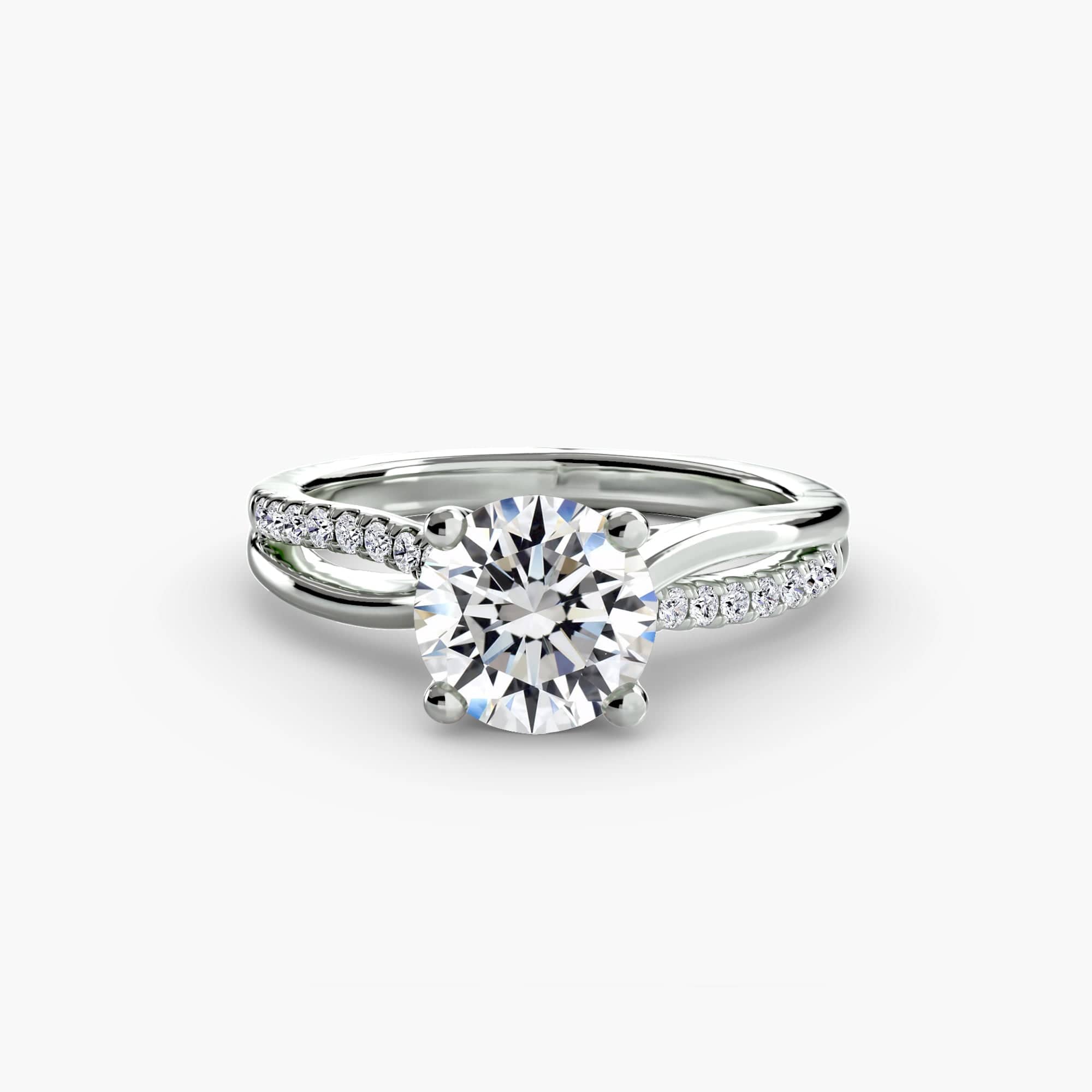 BW James Jewelers setting 9K White Gold / Round The Split Shank Pavé Solitaire