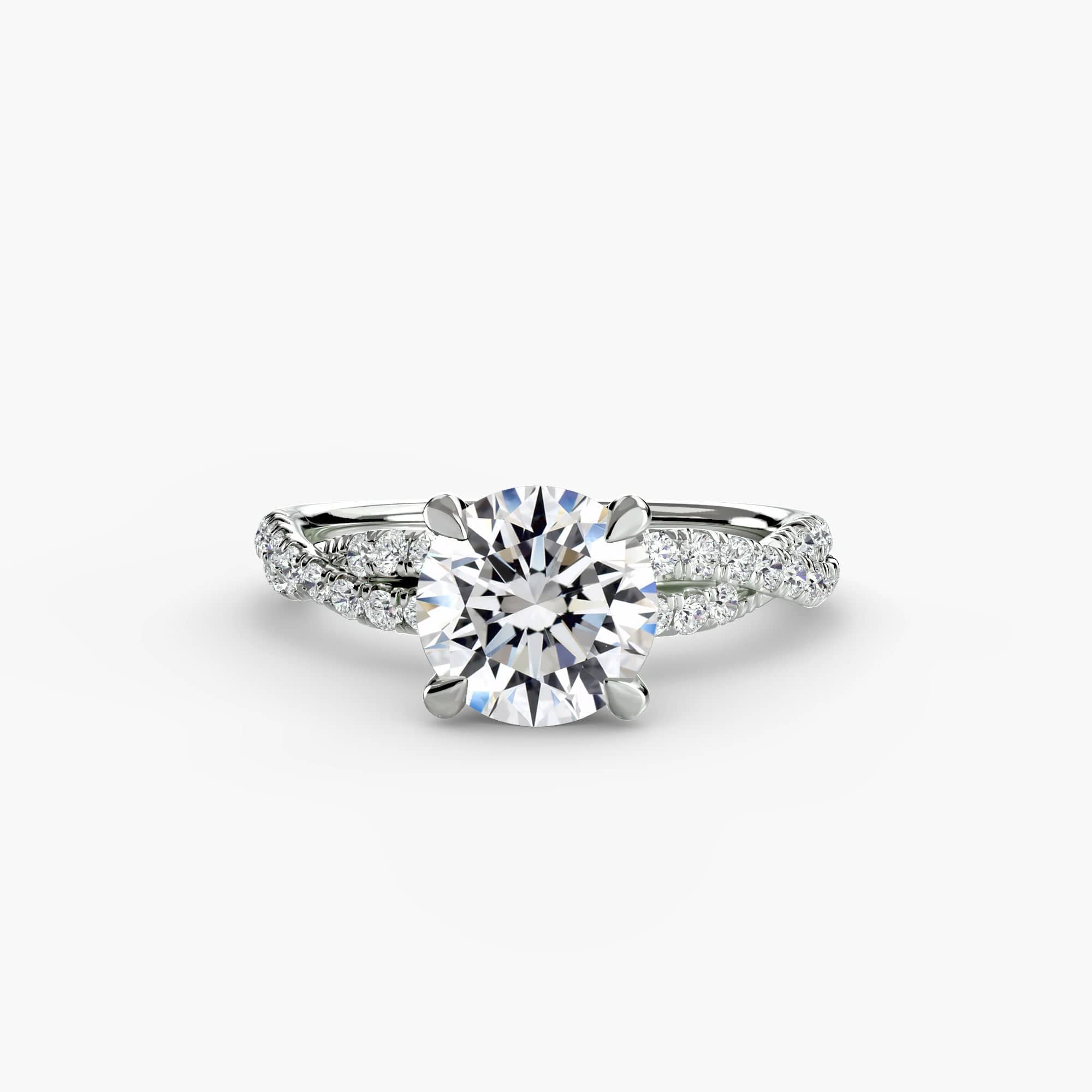 BW James Jewelers setting 9K White Gold / Round The Twisted Pavé Solitaire