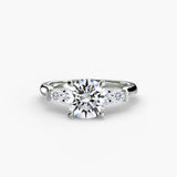 BW James Jewelers setting 9K White Gold / Round Three-Stone Ring (Baguette Side Stones)