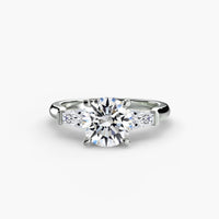 BW James Jewelers setting 9K White Gold / Round Three-Stone Ring (Baguette Side Stones)