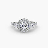 BW James Jewelers setting 9K White Gold / Round Three-Stone Ring with Halo 2