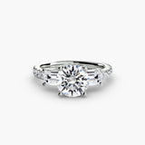 BW James Jewelers setting 9K White Gold / Round Three-Stone Ring with Pavé Band 4
