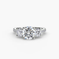 BW James Jewelers setting 9K White Gold / Round Three-Stone with Pavé Band