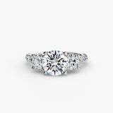 BW James Jewelers setting 9K White Gold / Round Three-Stone with Pavé Band 3