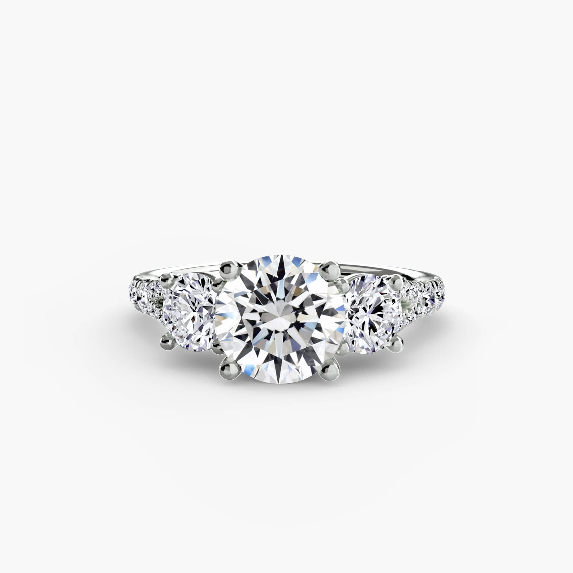 BW James Jewelers setting 9K White Gold / Round Three-Stone with Pavé Band 3