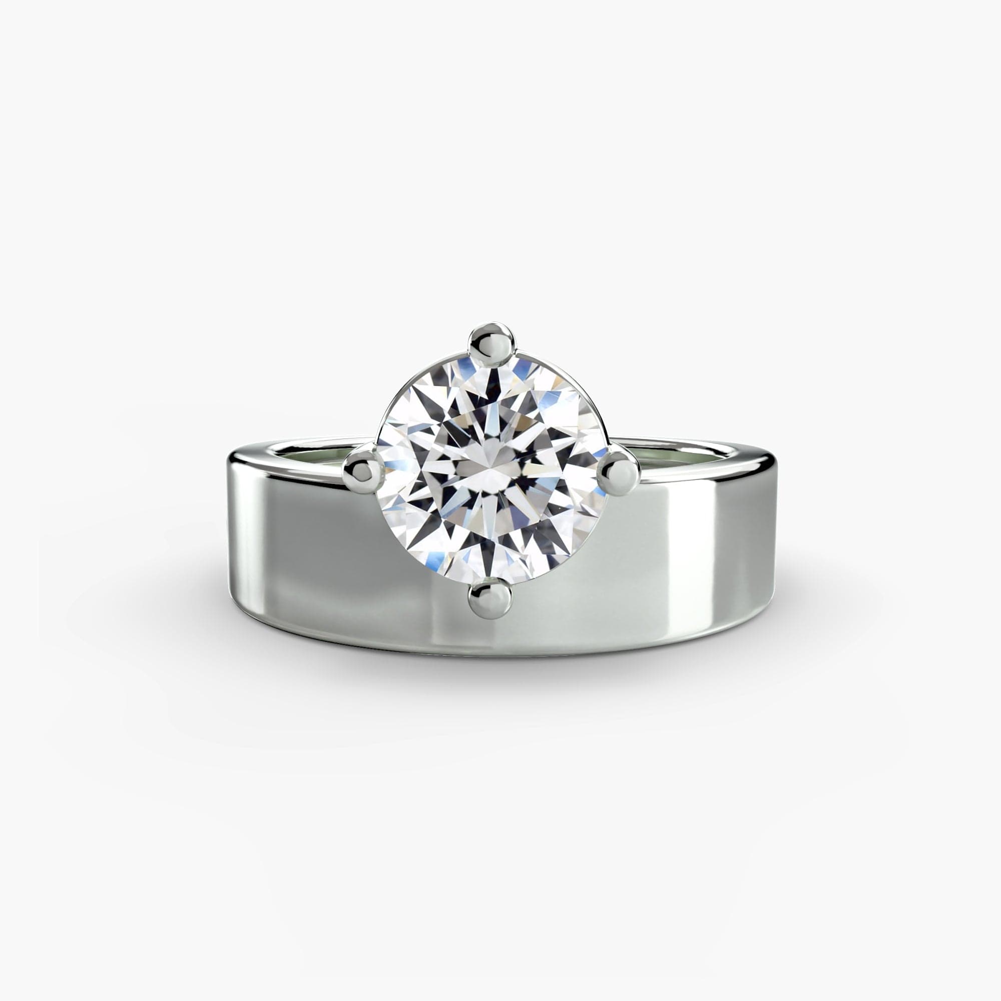 BW James Jewelers setting 9K White Gold / Round Wide Band Solitaire