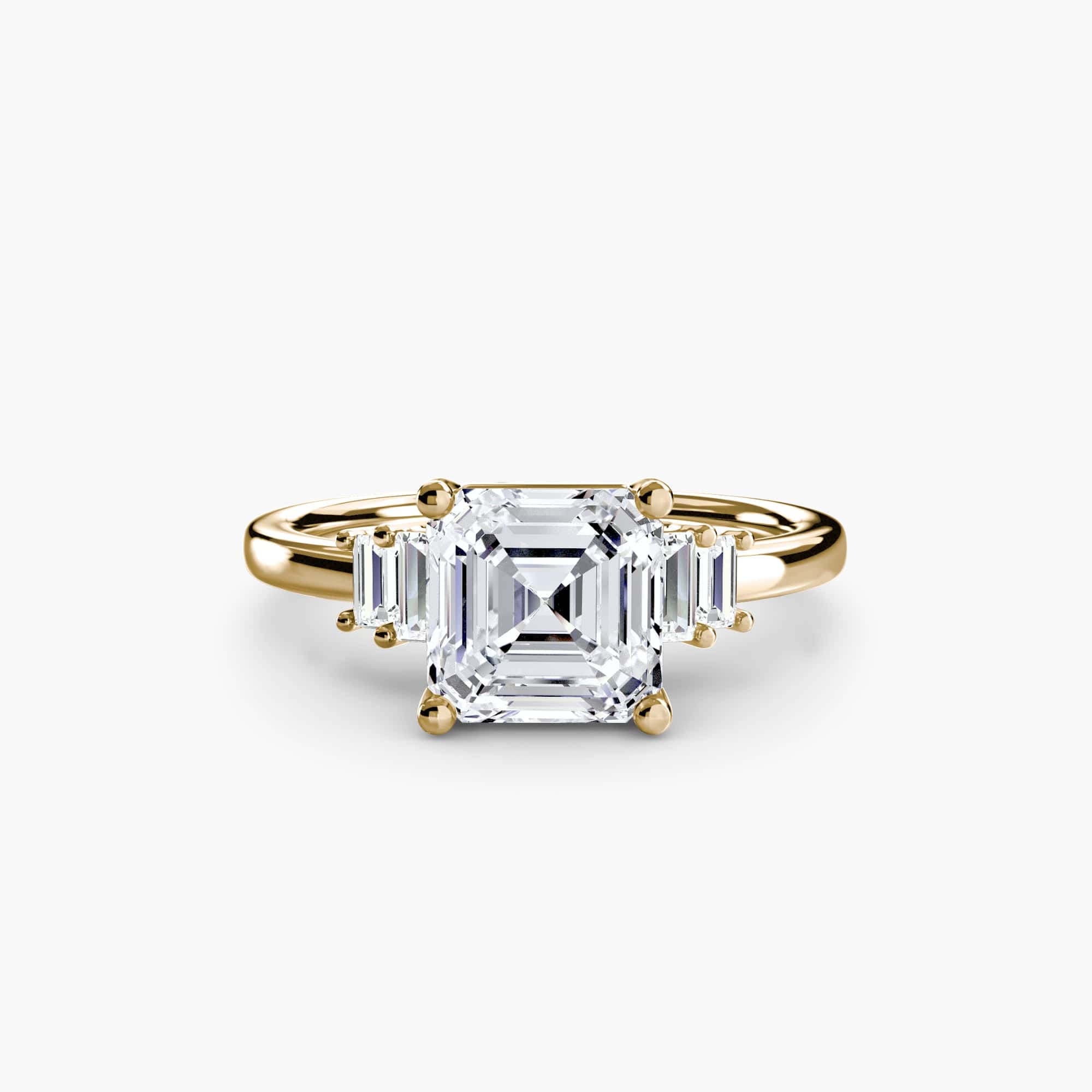 BW James Jewelers setting 9K Yellow Gold / Asscher Baguette Accent Solitaire