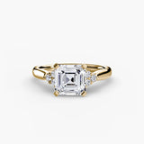 BW James Jewelers setting 9K Yellow Gold / Asscher Solitaire with Cluster Shoulders 2