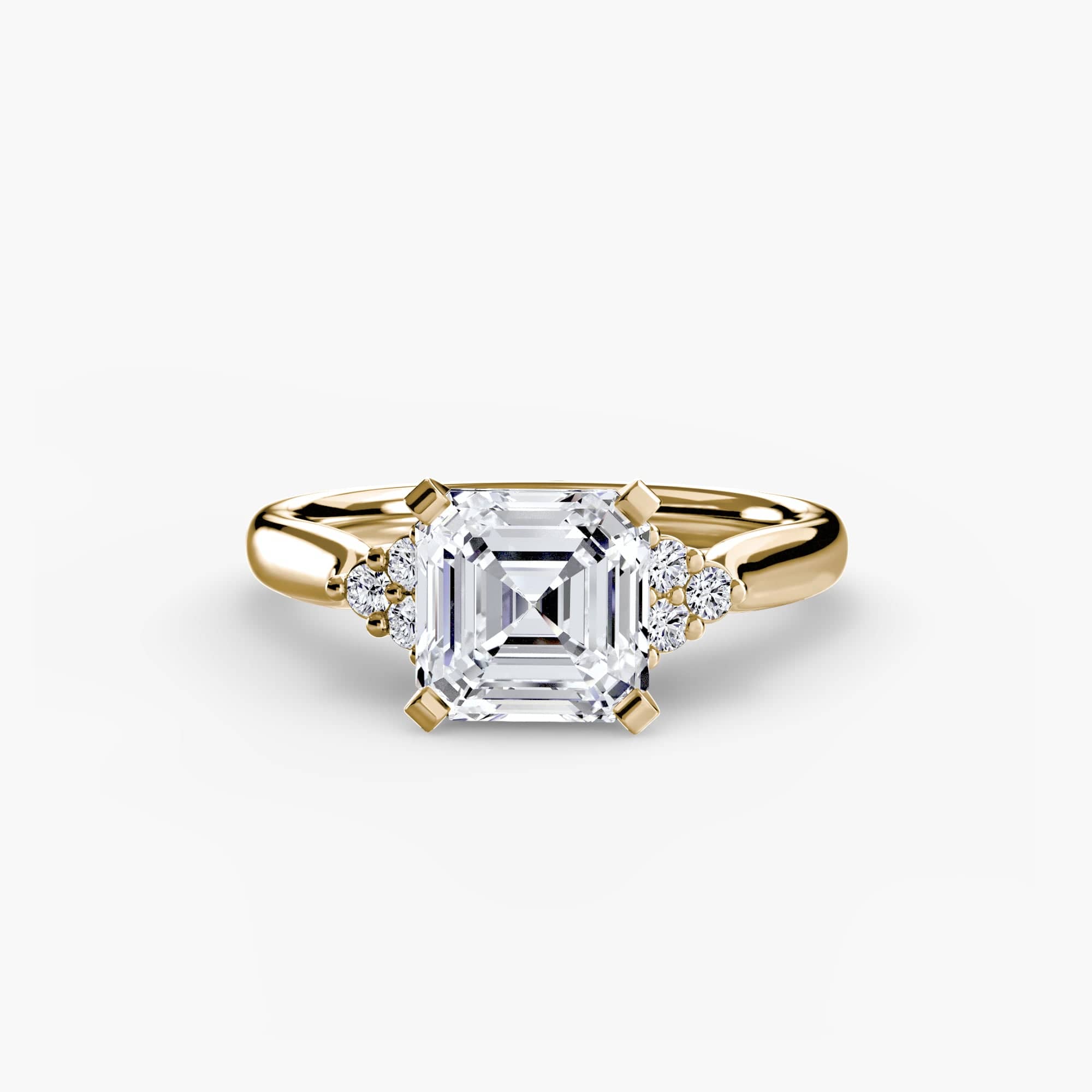 BW James Jewelers setting 9K Yellow Gold / Asscher Solitaire with Cluster Shoulders 2