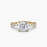 BW James Jewelers setting 9K Yellow Gold / Asscher Solitaire with Eternity Pavé