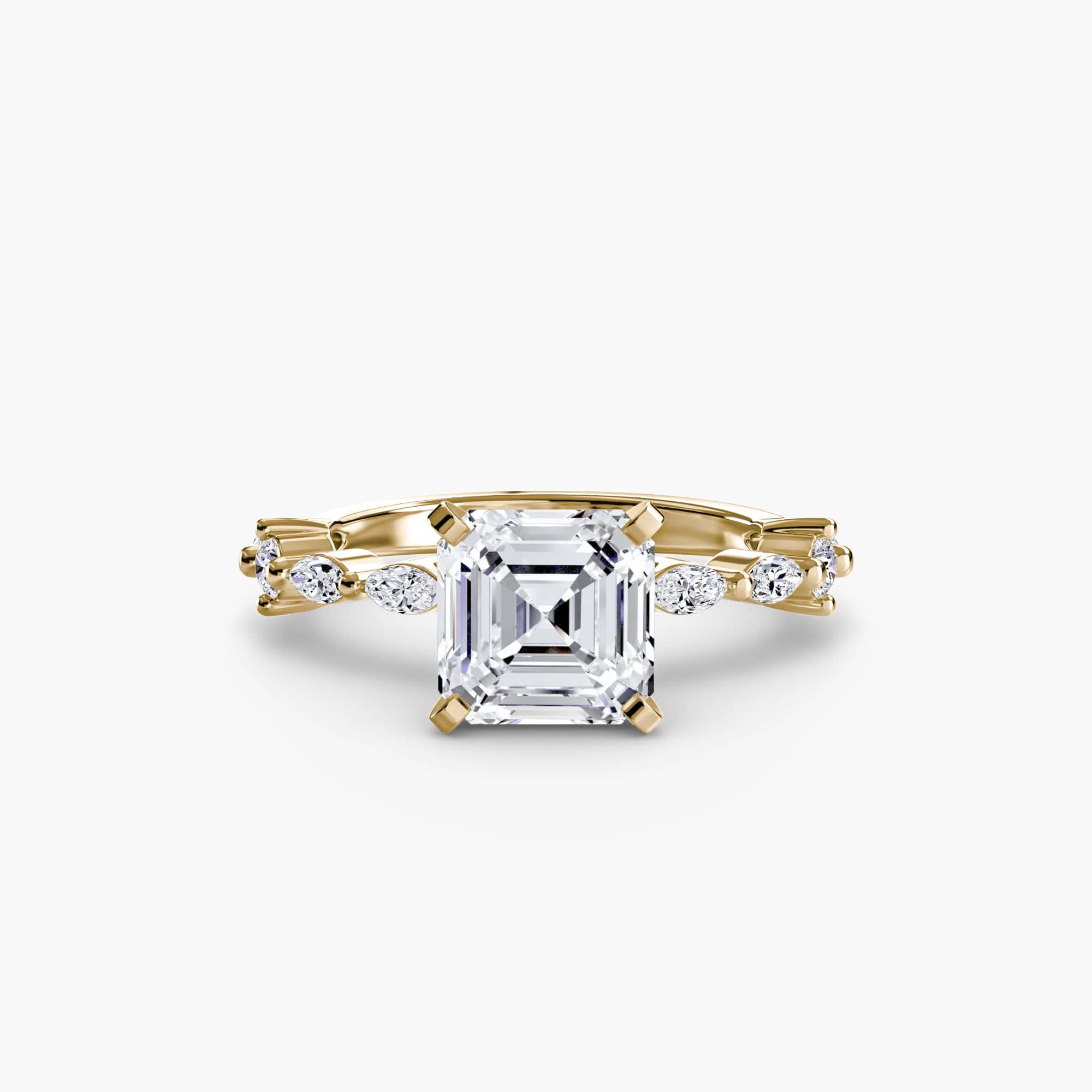 BW James Jewelers setting 9K Yellow Gold / Asscher Solitaire with Eternity Pavé