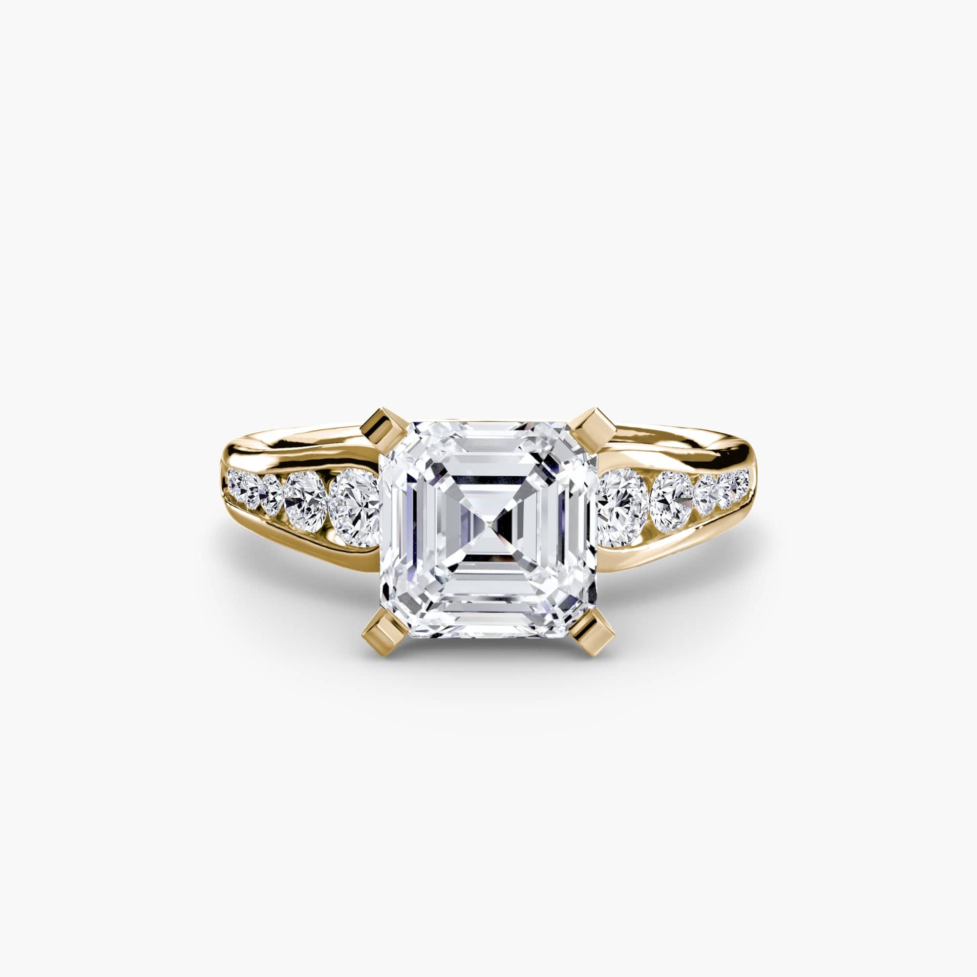 BW James Jewelers setting 9K Yellow Gold / Asscher Solitaire with Pavé 2