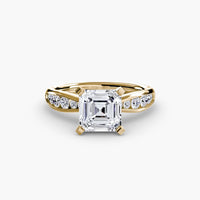 BW James Jewelers setting 9K Yellow Gold / Asscher Solitaire with Pavé 3