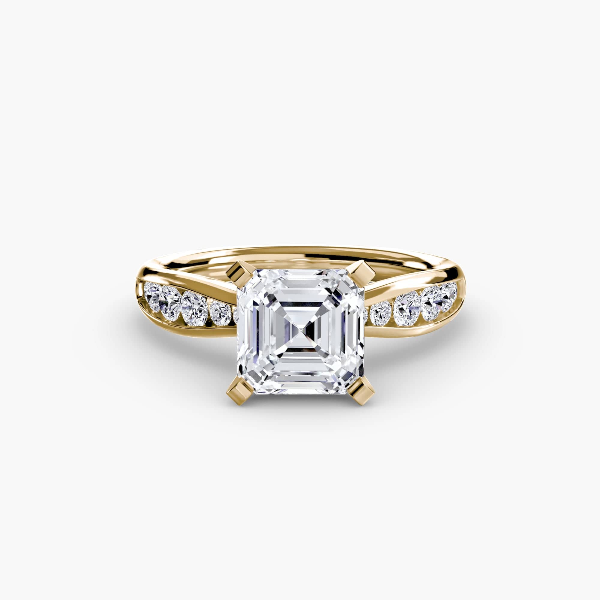 BW James Jewelers setting 9K Yellow Gold / Asscher Solitaire with Pavé 3