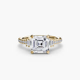 BW James Jewelers setting 9K Yellow Gold / Asscher Solitaire with Pavé 4