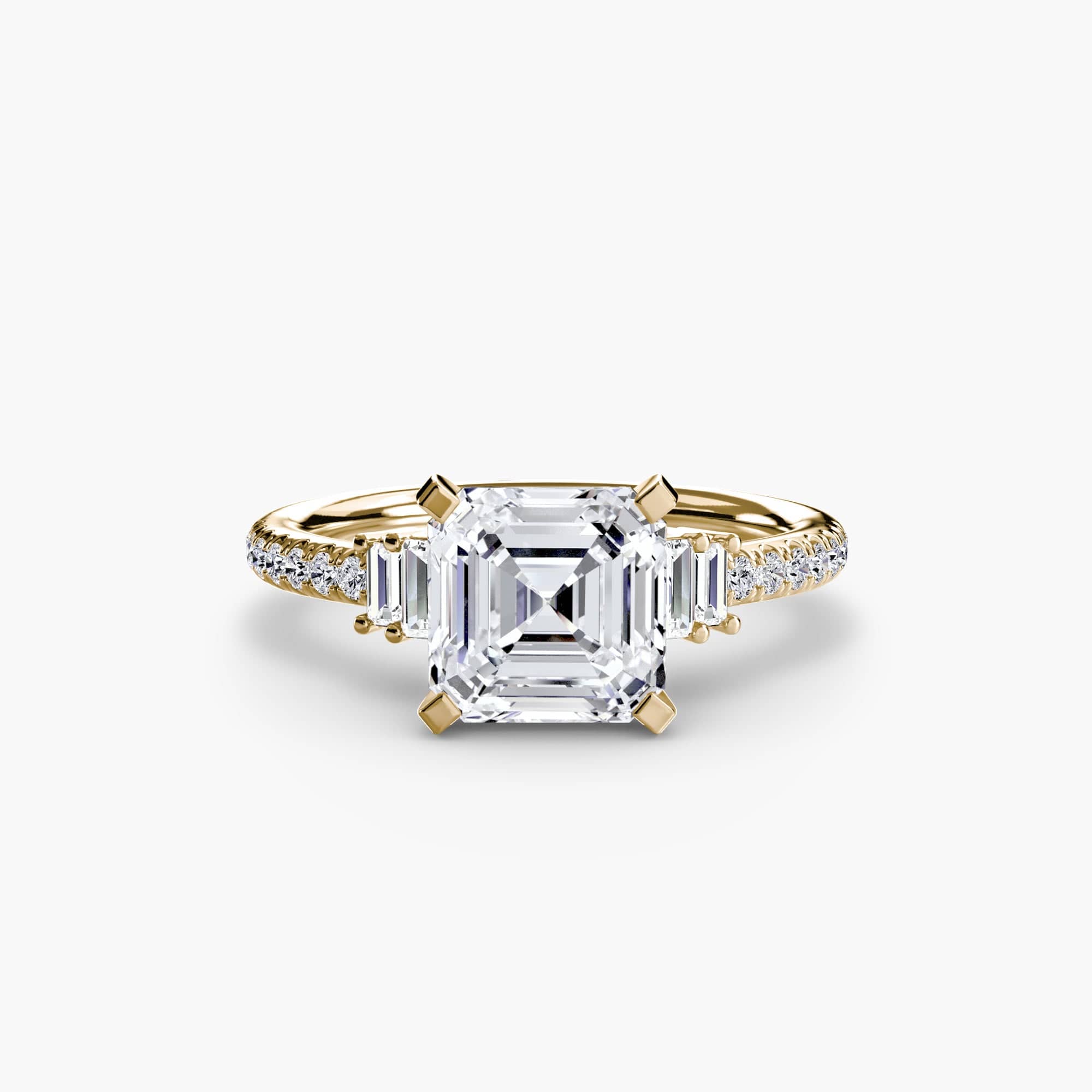 BW James Jewelers setting 9K Yellow Gold / Asscher Solitaire with Pavé 4
