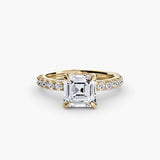 BW James Jewelers setting 9K Yellow Gold / Asscher Solitaire with Pavé 6